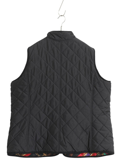 00s ローレン ラルフローレン リバーシブル 中綿 キルティング ベスト レディース XL / オールド ポロ ビット 馬具 総柄 黒 大きいサイズ