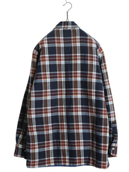 90s シアーズ チェック 長袖 フランネル シャツ メンズ M / 古着 オールド Sears 中綿 キルティング ライナー付き ジャケッット ネルシャツ