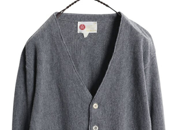 70s Sears Kings Road アクリル ニット カーディガン メンズ レディース M 灰 無地 ヴィンテージ シアーズ セーター 前開き 羽織り グレー