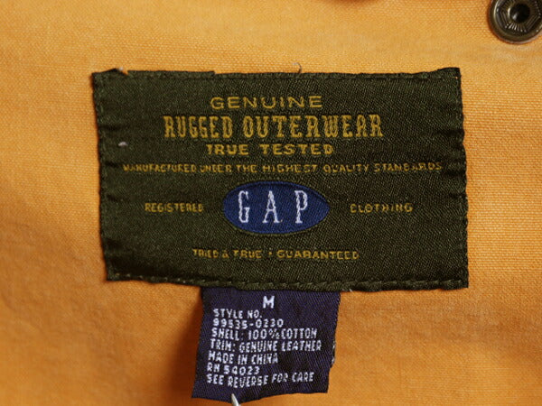 90s OLD GAP キャンバス ハンティング ジャケット メンズ M / オールド ギャップ カバーオール フィールド ハーフ コート 襟 本革 レザー