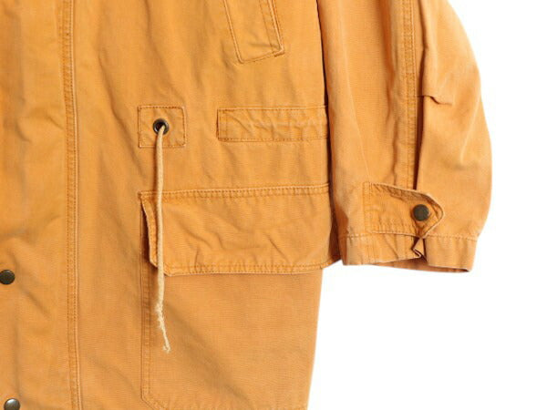 90s OLD GAP キャンバス ハンティング ジャケット メンズ M / オールド ギャップ カバーオール フィールド ハーフ コート 襟 本革 レザー