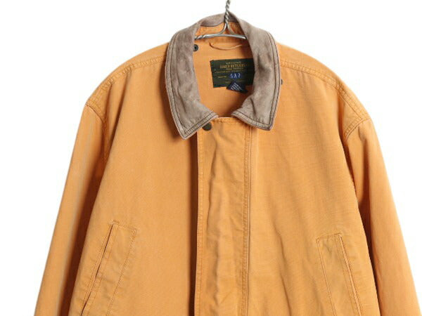 90s OLD GAP キャンバス ハンティング ジャケット メンズ M / オールド ギャップ カバーオール フィールド ハーフ コート 襟 本革 レザー