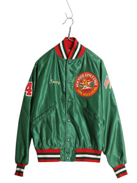 90s USA製 バトウィン ナイロン スタジャン メンズ L オールド ジャケット 中綿 キルティング ブルゾン ホッケー チーム サガラ ワッペン