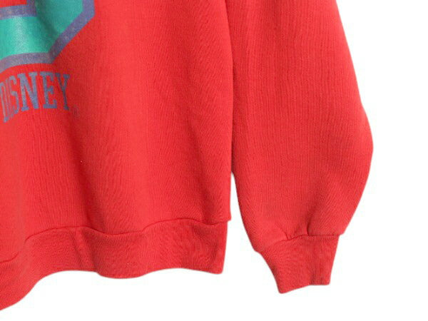 90s ユーロ ディズニー オフィシャル ドナルドダック プリント スウェット メンズ レディース L 程 オールド トレーナー ミッキー 友達 赤