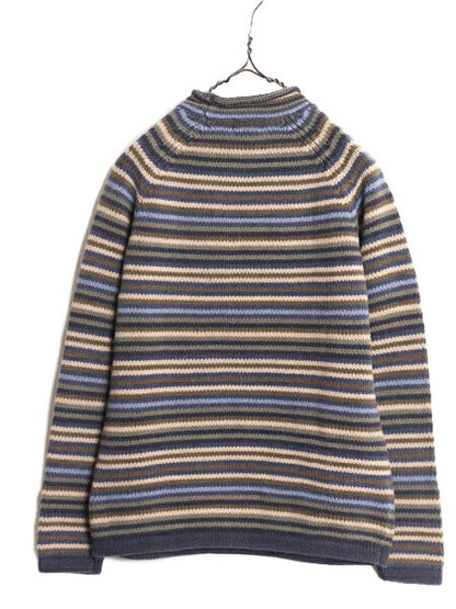 エルエルビーン ロールネック ボーダー ニット セーター メンズ S レディース M / 古着 アウトドア LLBean コットン LLビーン マルチカラー