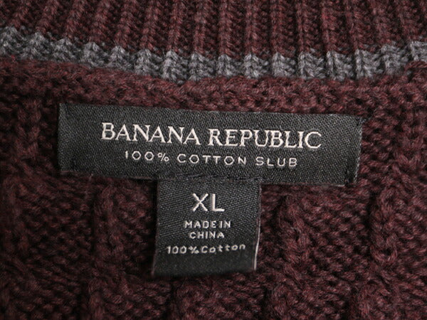 バナナリパブリック ショールカラー コットン ニット カーディガン メンズ XL / BANANA REPUBLIC ケーブル セーター ヘビーウェイト 無地