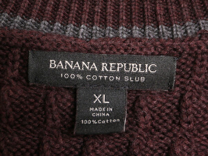 バナナリパブリック ショールカラー コットン ニット カーディガン メンズ XL / BANANA REPUBLIC ケーブル セーター ヘビーウェイト 無地