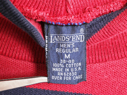 90s USA製 ランズエンド ボーダー 長袖 Tシャツ メンズ M / 古着 90年代 オールド LANDS END ハイネック ヘビーウェイト コットン 2トーン