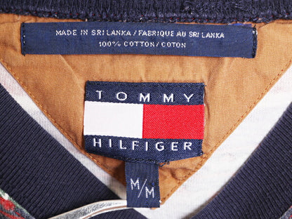 90s トミーフィルフィガー 総柄 長袖 Tシャツ メンズ M 古着 90年代 オールド TOMMY HILFIGER ロンT ボーダー ロングスリーブ クルーネック