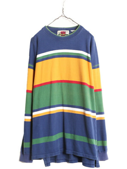90s 00s エディーバウアー ボーダー 長袖 Tシャツ メンズ XL / 90年代 00年代 オールド Eddie Bauer ヘビーウェイト コットン 大きいサイズ