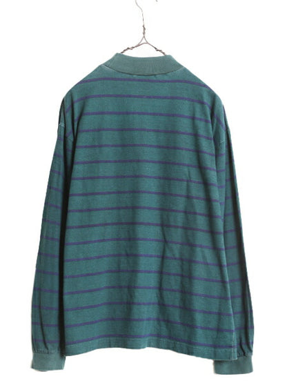 90s 00s ボーダー 長袖 Tシャツ キッズ L メンズ S / 古着 90年代 00年代 オールド ハイネック ヘビーウェイト コットン 2トーン Y2K ロンT