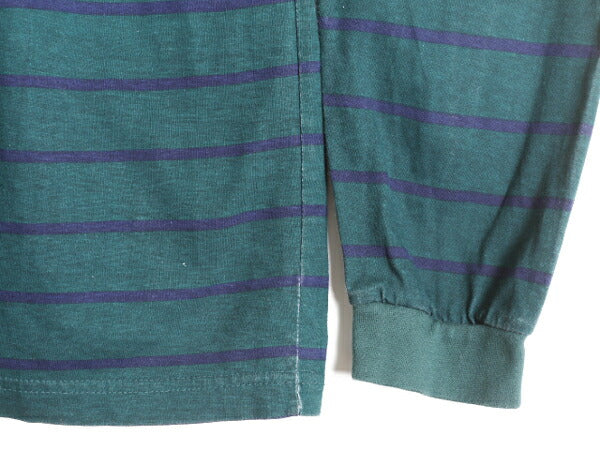 90s 00s ボーダー 長袖 Tシャツ キッズ L メンズ S / 古着 90年代 00年代 オールド ハイネック ヘビーウェイト コットン 2トーン Y2K ロンT