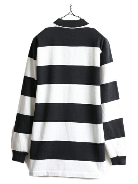 90s USA製 ■ CROSS CREEK ボーダー モックネック 長袖 Tシャツ ( メンズ S ) 90年代 クロスクリーク ロンT ヘビーウェイト 2トーン 白 黒