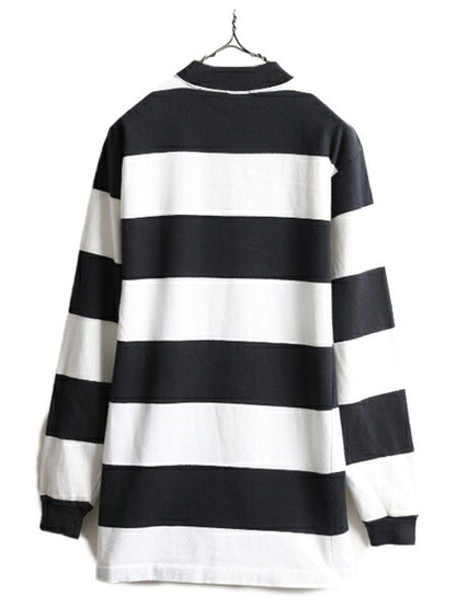 90s USA製 ■ CROSS CREEK ボーダー モックネック 長袖 Tシャツ ( メンズ S ) 90年代 クロスクリーク ロンT ヘビーウェイト 2トーン 白 黒