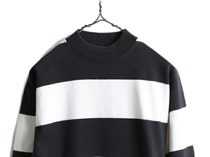 90s USA製 ■ CROSS CREEK ボーダー モックネック 長袖 Tシャツ ( メンズ S ) 90年代 クロスクリーク ロンT ヘビーウェイト 2トーン 白 黒