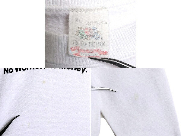 80s USA製 メッセージ プリント スウェット XL 小さめ メンズ レディース L 程/ 古着 80年代 ヴィンテージ ジョーク 裏起毛 トレーナー 白
