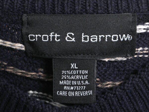 90s USA製 CROFT&BARROW 3D 立体編み ニット セーター メンズ XL 古着 90年代 オールド 大きいサイズ コットン アクリル 総柄 マルチカラー