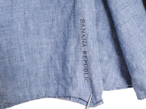 バナナリパブリック 100% リネン 長袖 シャツ メンズ XL / 古着 BANANA REPUBLIC ポケット付き 無地 大きいサイズ 高級 LINEN 麻 シンプル