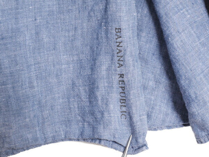 バナナリパブリック 100% リネン 長袖 シャツ メンズ XL / 古着 BANANA REPUBLIC ポケット付き 無地 大きいサイズ 高級 LINEN 麻 シンプル