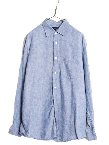 バナナリパブリック 100% リネン 長袖 シャツ メンズ XL / 古着 BANANA REPUBLIC ポケット付き 無地 大きいサイズ 高級 LINEN 麻 シンプル