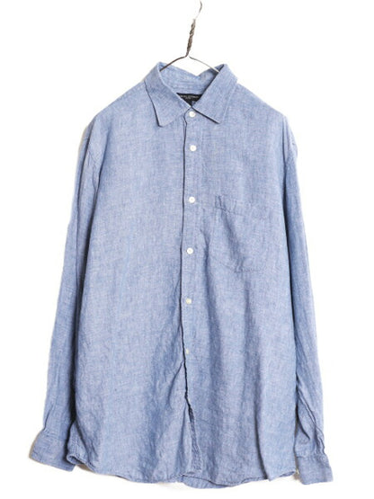 バナナリパブリック 100% リネン 長袖 シャツ メンズ XL / 古着 BANANA REPUBLIC ポケット付き 無地 大きいサイズ 高級 LINEN 麻 シンプル
