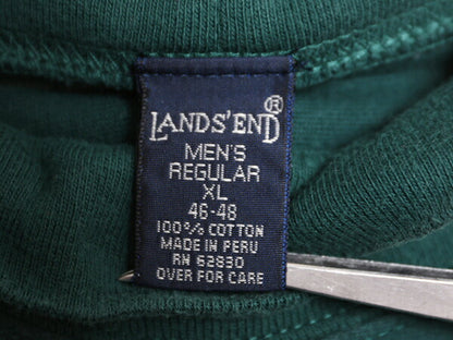 90s ランズエンド ストライプ 長袖 Tシャツ メンズ XL / 古着 オールド ロンT LANDS END ハイネック ヘビーウェイト コットン 大きいサイズ