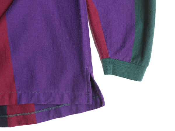 90s ランズエンド ストライプ 長袖 Tシャツ メンズ XL / 古着 オールド ロンT LANDS END ハイネック ヘビーウェイト コットン 大きいサイズ