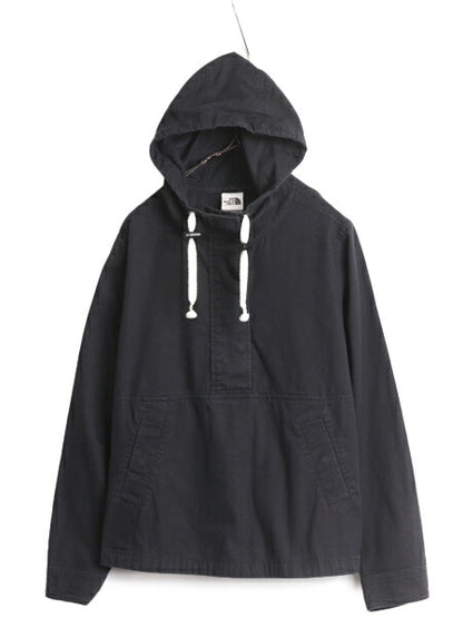 US企画 ノースフェイス コットン アノラック フード ジャケット レディース L / The North Face プルオーバー パーカー アウトドア 黒 薄手