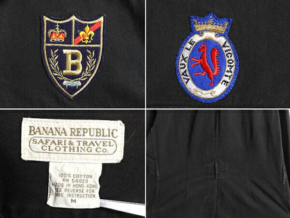 80s バナナリパブリック サファリ ジャケット メンズ M 80年代 ヴィンテージ 黒 BANANA REPUBLIC Safari&Travel ワッペン コート ブラック