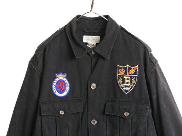 80s バナナリパブリック サファリ ジャケット メンズ M 80年代 ヴィンテージ 黒 BANANA REPUBLIC Safari&Travel ワッペン コート ブラック