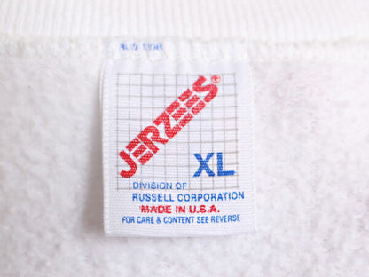 80s USA製 メッセージ プリント スウェット メンズ レディース XL 小さめ L 程/ 80年代 ヴィンテージ トレーナー 薄手 裏起毛  JERZEES 白