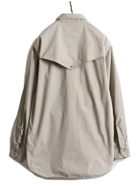 80s ■ カーハート コットン キャンバス 長袖 シャツ メンズ L 程/ 80s ビンテージ CARHARTT ワークシャツ 三角タグ マッキーノ べージュ