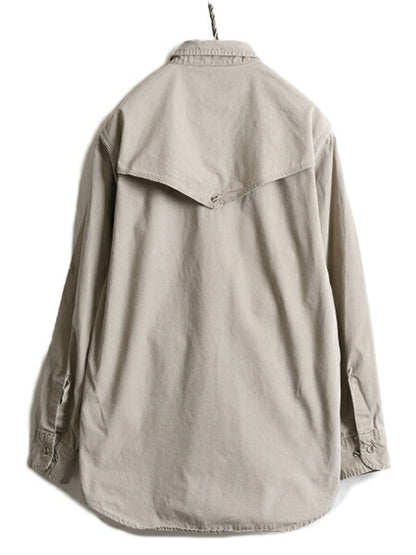 80s ■ カーハート コットン キャンバス 長袖 シャツ メンズ L 程/ 80s ビンテージ CARHARTT ワークシャツ 三角タグ マッキーノ べージュ
