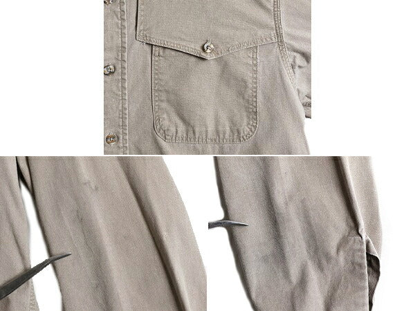 80s ■ カーハート コットン キャンバス 長袖 シャツ メンズ L 程/ 80s ビンテージ CARHARTT ワークシャツ 三角タグ マッキーノ べージュ