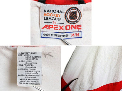 90s ■ APEX ONE NHL オフィシャル ブラックホークス ナイロン ジャケット メンズ M / 古着 90年代 オールド スタジャン ブルゾン ホッケー
