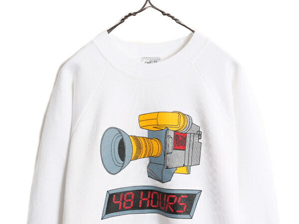 80s USA製 企業 アート イラスト プリント スウェット メンズ レディース L / 古着 80年代 ヴィンテージ グラフィック トレーナー CBS NEWS