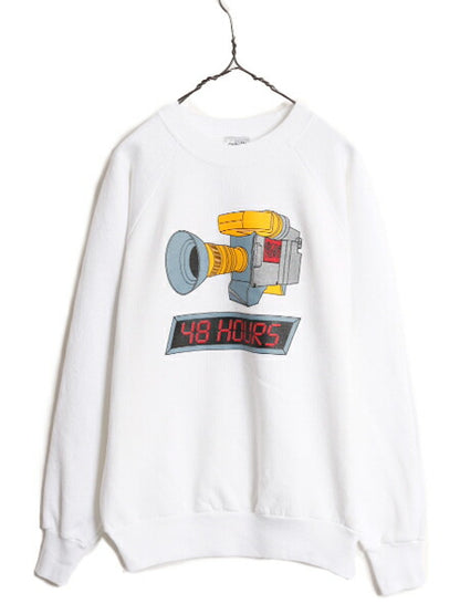 80s USA製 企業 アート イラスト プリント スウェット メンズ レディース L / 古着 80年代 ヴィンテージ グラフィック トレーナー CBS NEWS