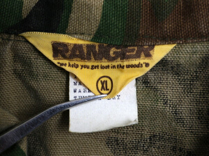 70s RANGER 迷彩 ハンティング ジャケット メンズ XL 古着 ヴィンテージ カバーオール ミリタリー コットン シャツ ブルゾン 薄手 カモフラ