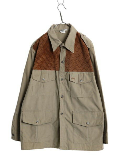 70s 80s USA製 ダックスバック ハンティング ジャケット メンズ L  ヴィンテージ 本革レザー キルティング シャツ ハーフコート アウトドア