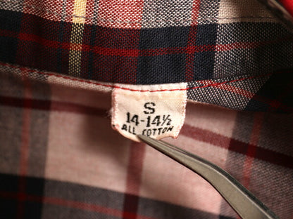 60s 3点留め ボタンダウン 半袖 シャツ メンズ S ヴィンテージ コットン 無地 ブランク シンプル ポケット付き カジュアル エンジ BDシャツ