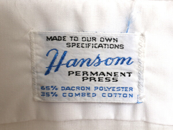 デッドストック 60s Hansom 無地 ボタンダウン 半袖 シャツ メンズ M ヴィンテージ 白シャツ きれいめ ポリコン シワになりにくい 薄手 白