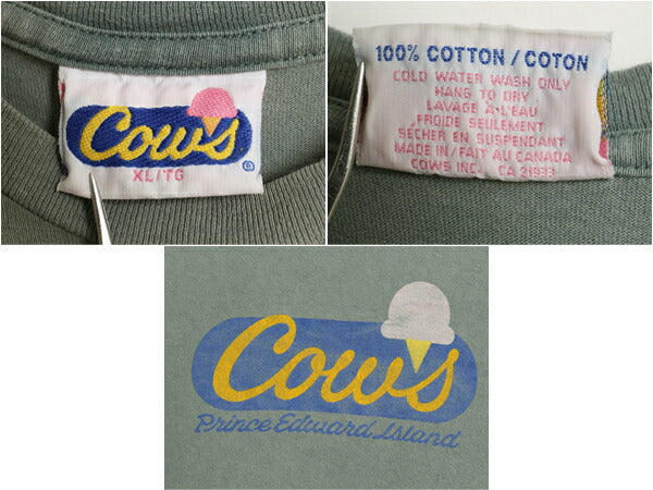 90s カナダ製 企業物 ウシ イラスト プリント Tシャツ メンズ XL オールド アニマル グラフィック サイクリング 大きいサイズ キャラクター
