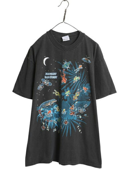 90s 昆虫 イラスト プリント Tシャツ メンズ XL 古着 オールド アート アニマル グラフィック ヘビーウェイト 大きいサイズ 黒 当時物 自然