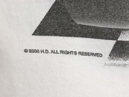 00s ナスカー 全面 イラスト プリント Tシャツ メンズ M オールド モータースポーツ レース ハーレー ファイヤー 企業 オールオーバー 白