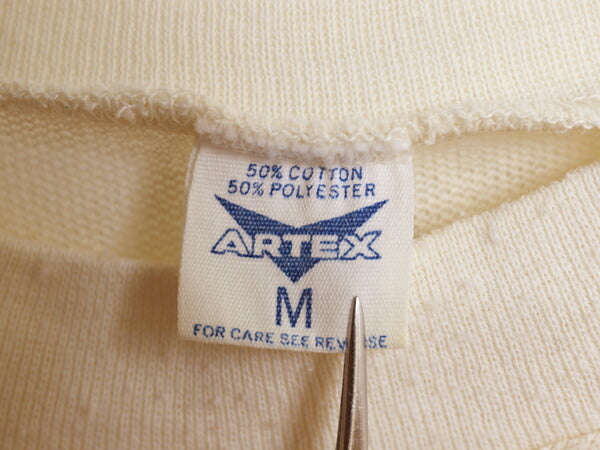 70s USA製 カレッジ フットボール プリント Tシャツ メンズ M ヴィンテージ メッシュ 切替 7分袖 シングルステッチ ツートン アルテックス