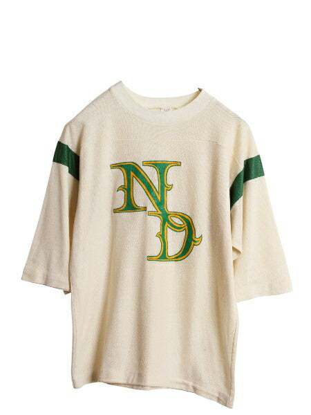 70s USA製 カレッジ フットボール プリント Tシャツ メンズ M ヴィンテージ メッシュ 切替 7分袖 シングルステッチ ツートン アルテックス