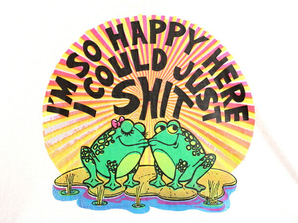 80s USA製 カエル キャラクター イラスト プリント リンガー Tシャツ L 小さめ メンズ レディース M / ヴィンテージ チャンピオン ツートン