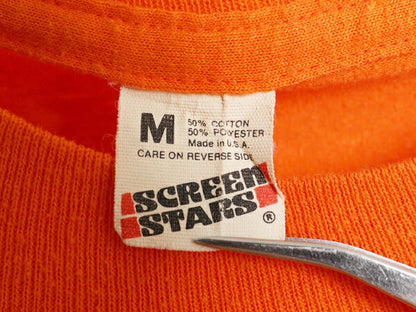 80s USA製 企業物 ロゴ プリント Tシャツ M 小さめ メンズ レディース S 程/ ヴィンテージ シングルステッチ グラフィック イラスト チョコ