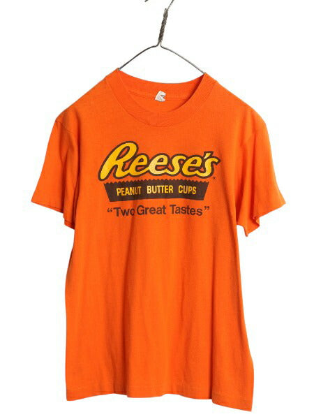 80s USA製 企業物 ロゴ プリント Tシャツ M 小さめ メンズ レディース S 程/ ヴィンテージ シングルステッチ グラフィック イラスト チョコ