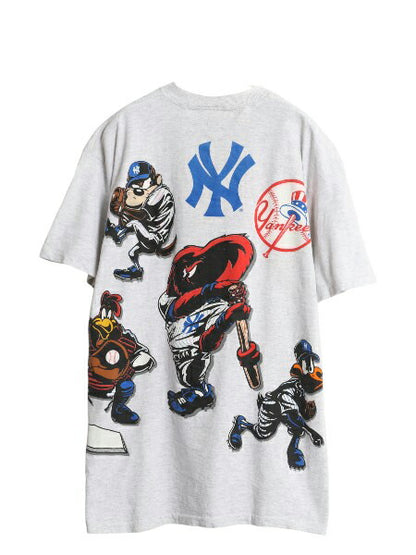 90s ヤンキース ワーナー キャラクター イラスト プリント Tシャツ メンズ XL 古着 オールド MLB 大リーグ 野球 オフィシャル 大きいサイズ